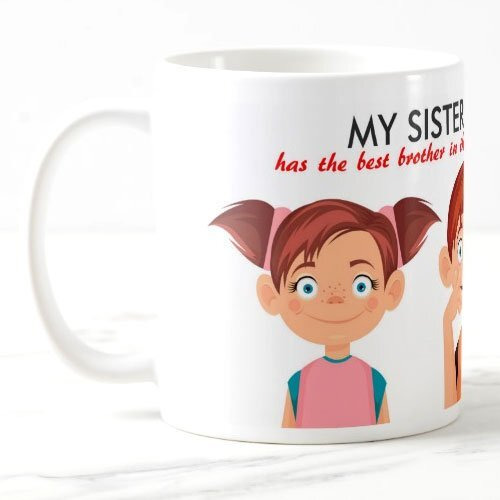 exciting Lives - My Sister Has Best Brother in The World Ceramic Mug - Gift for Raksha Bandhan, Rakhi, Birthday, Bhai Dooj, Gift for Brother, Sibling, Cousin, Rakhi Gift - (White, 330ml)
