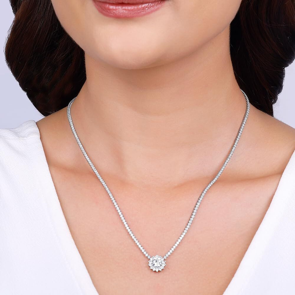 GIVA 925 Silver Solitaire Floral Necklace| Rakhi Rakshabandhan Gift for Sister Bhabhi, Gifts for Women & Girls With Certificate of Authenticity and 925 Stamp | 6 Months Warranty*