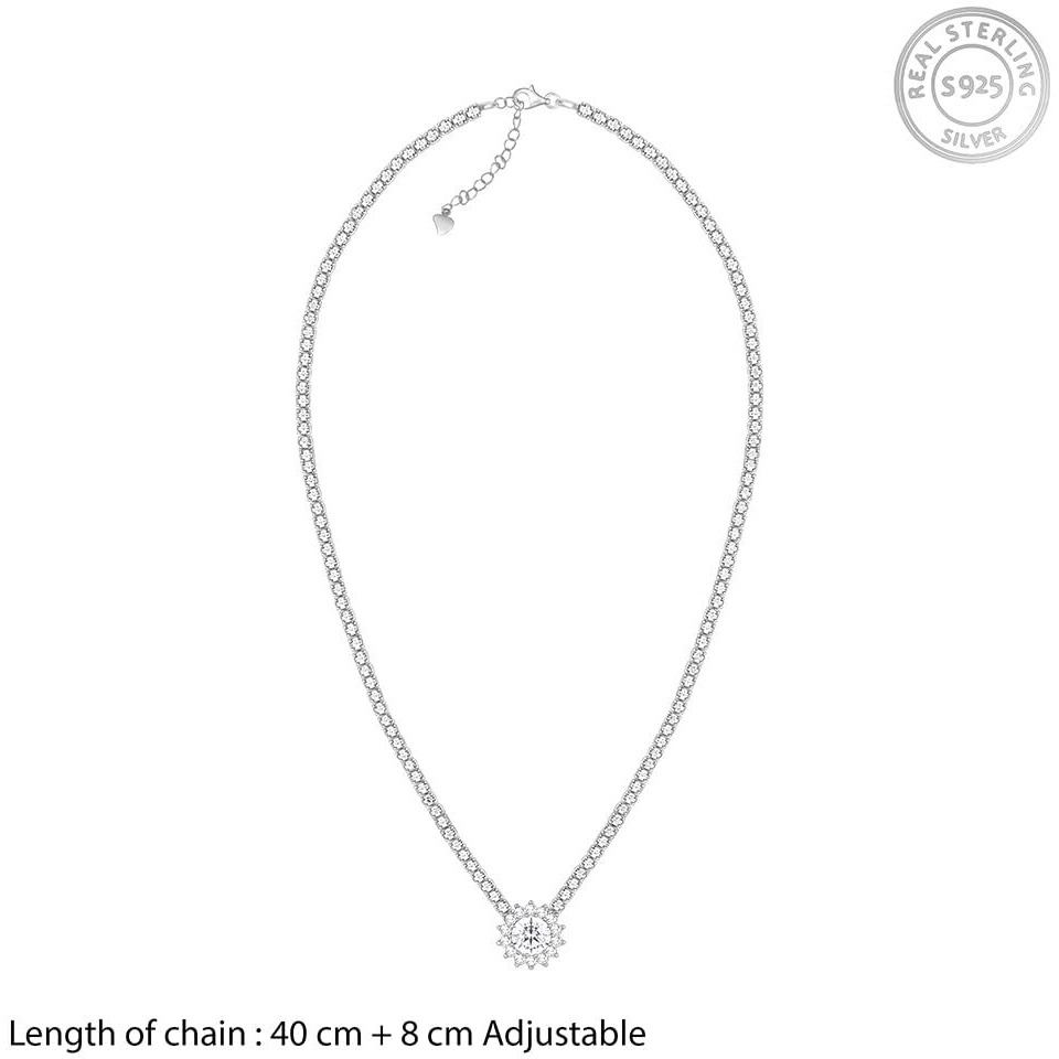 GIVA 925 Silver Solitaire Floral Necklace| Rakhi Rakshabandhan Gift for Sister Bhabhi, Gifts for Women & Girls With Certificate of Authenticity and 925 Stamp | 6 Months Warranty*