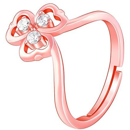 GIVA 925 Silver Rose Gold Three Leaf Clover Ring,Adjustable| Rakhi Rakshabandhan Gift for Sister Bhabhi, Gifts for Women & Girls | With Certificate of Authenticity and 925 Stamp | 6 Months Warranty*