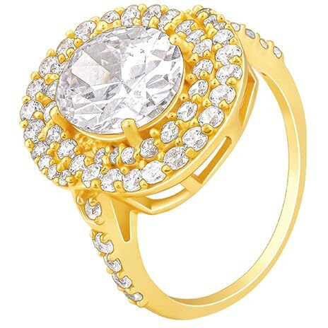 GIVA 925 Silver Golden Oval Solitaire Ring,Fixed Size Indian - 12, US - 6 | Rakhi Rakshabandhan Gift for Sister Bhabhi | With Certificate of Authenticity and 925 Stamp | 6 Months Warranty*