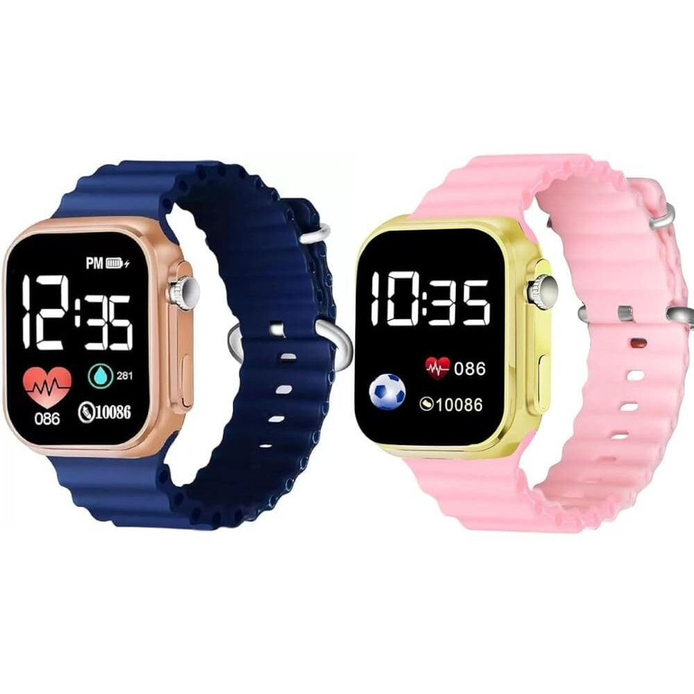 ZOVUTA Digital Dial Waterproof Smart Design LED Display Kids Watch for Boys & Girls, Men and Women, Birthday Gift, Rakhi Gift (Age 4-15 Years) (Navy Blue, Baby Pink)