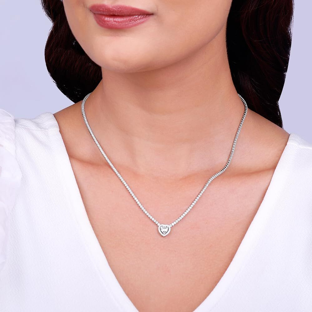 GIVA 925 Silver Solitaire Love Necklace| Rakhi Rakshabandhan Gift for Sister Bhabhi, Gifts for Women & Girls With Certificate of Authenticity and 925 Stamp | 6 Months Warranty*