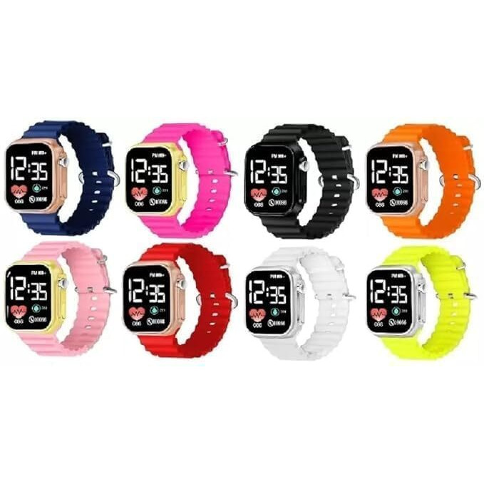 ZOVUTA Digital Dial Waterproof Smart Design LED Display Kids Watch for Boys & Girls, Men and Women, Birthday Gift, Rakhi Gift (Age 4-15 Years) (Orange, Baby Pink)
