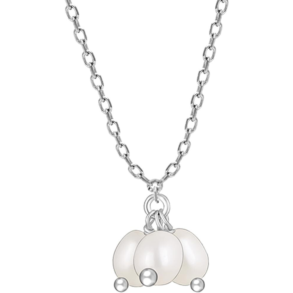 GIVA 925 Silver Pearl Trio Necklace| Rakhi Rakshabandhan Gift for Sister Bhabhi, Gifts for Women & Girls With Certificate of Authenticity and 925 Stamp | 6 Months Warranty*
