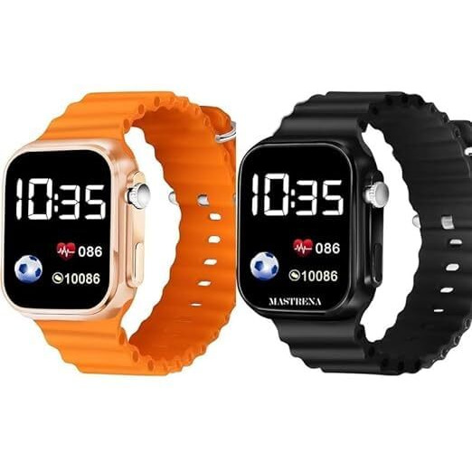ZOVUTA Digital Dial Waterproof Smart Design LED Display Kids Watch for Boys & Girls, Men and Women, Birthday Gift, Rakhi Gift (Age 4-15 Years) (Orange and Black)