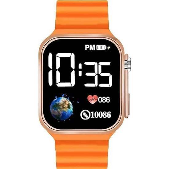 ZOVUTA Digital Dial Waterproof Smart Design LED Display Kids Watch for Boys & Girls, Men and Women, Birthday Gift, Rakhi Gift (Age 4-15 Years) (Orange and Black)