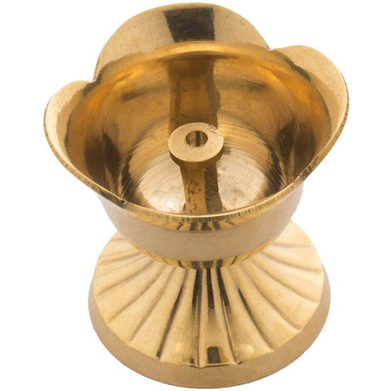 N M Z Brass Rose Shaped Diya Akhand Jyot Large Table Diya(Gold_2.6Inch X 2.6 Inch X 2.65 Inch)