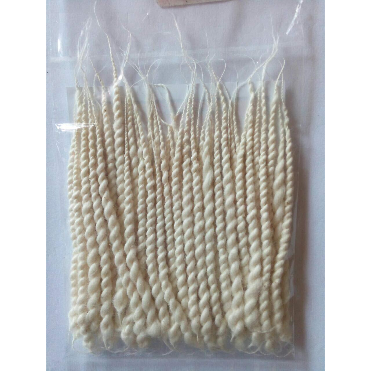 Om Phool Batti Twisted Long Cotton Double Wicks for Diya, Lambi Diya Batti for Pooja, Arti- 1200 Pcs (Pack of 1, White)