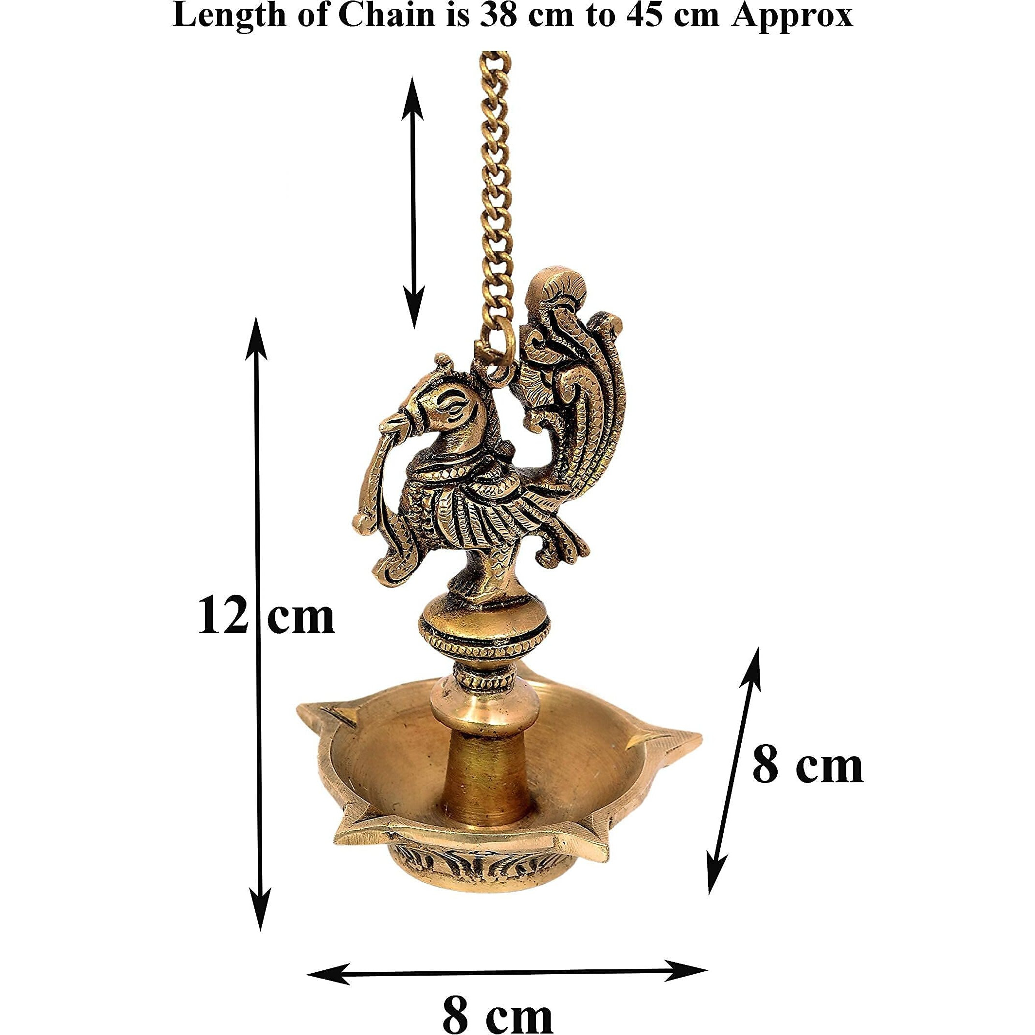Nexplora Industries Pvt. Ltd. Brass Wall Hanging Diya Deepak Oil Lamp, Glossy Antique, 1 Piece