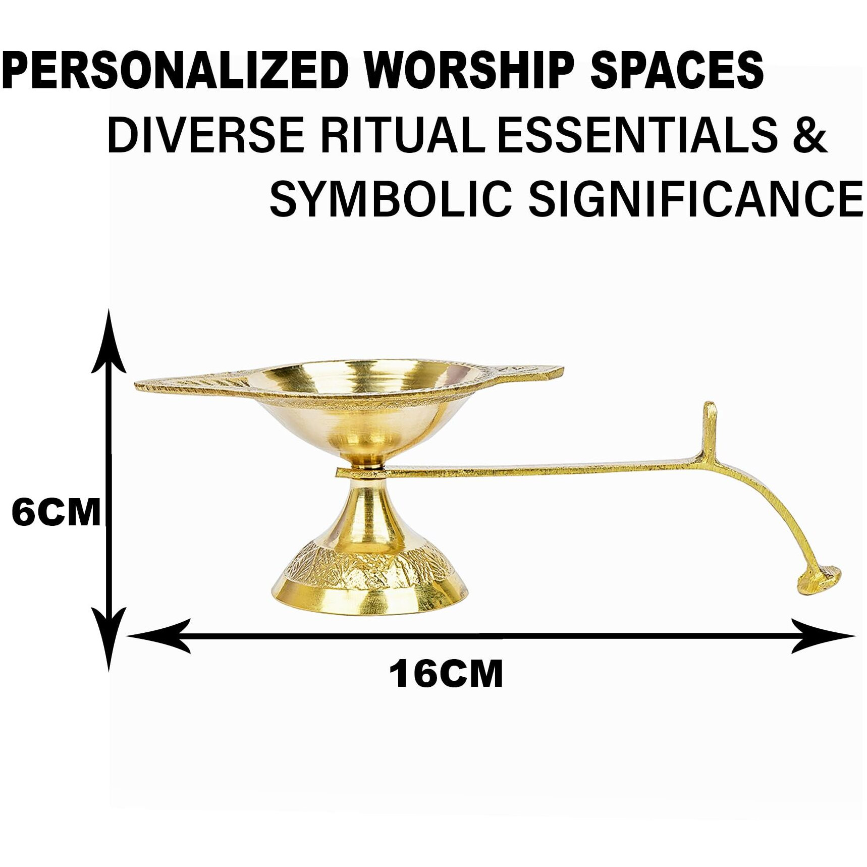 Kuber Industries Pooja Deepak | Deepak for Pooja | Incense Dhup Burner | Brass Diya Dhuni Stand for Pooja | Pooja Diya for Home-Office Temple | Big Deepak with Handle | Golden