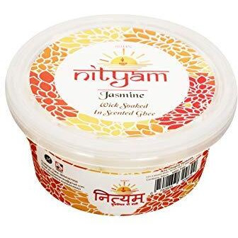 Nityam Jasmine Fragrance Wick Soaked in Scented ghee Ghee Wicks/Readymade Ghee Cotton Wicks/Diya Batti/Puja Batti/Jyot Batti (1 X 30 Pieces) (Pack of 5)