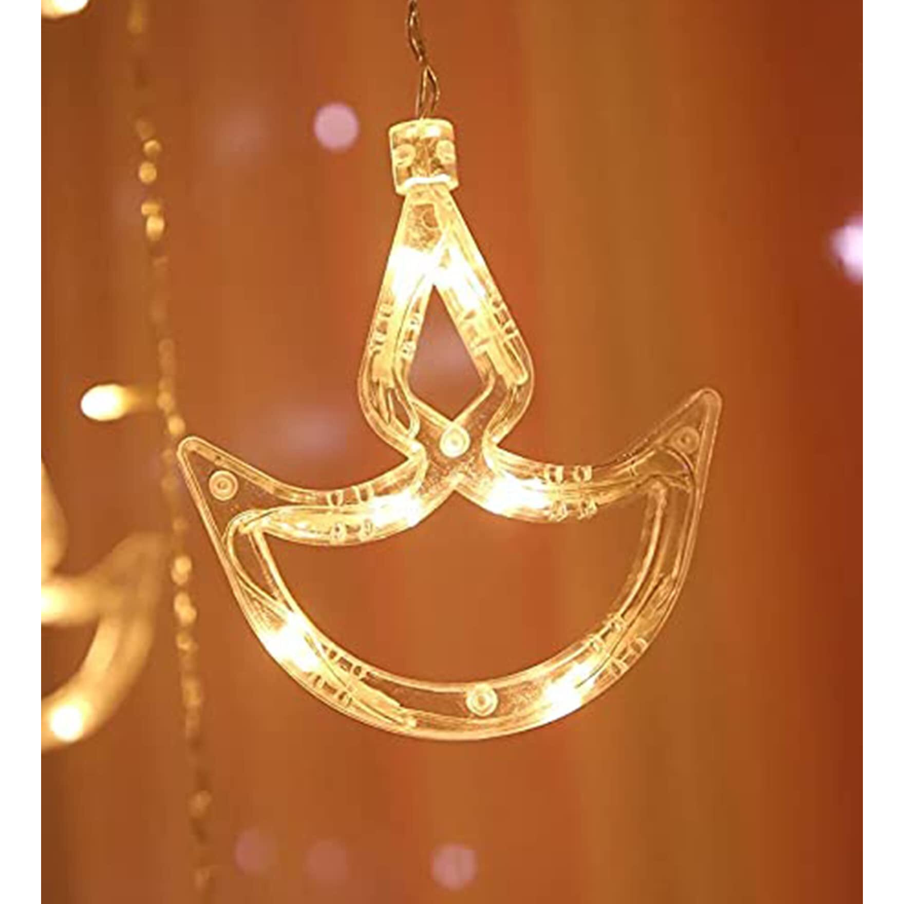 The Purple Tree Decorative Diya Diwali Light Curtain, String Lights With 12 Hanging Diyas, 8 Flashing Modes - 2.5 Meter (1 Curtain) 138 Led , Diwali Decorative Light , Decorative Curtain Led Light(Plastic)