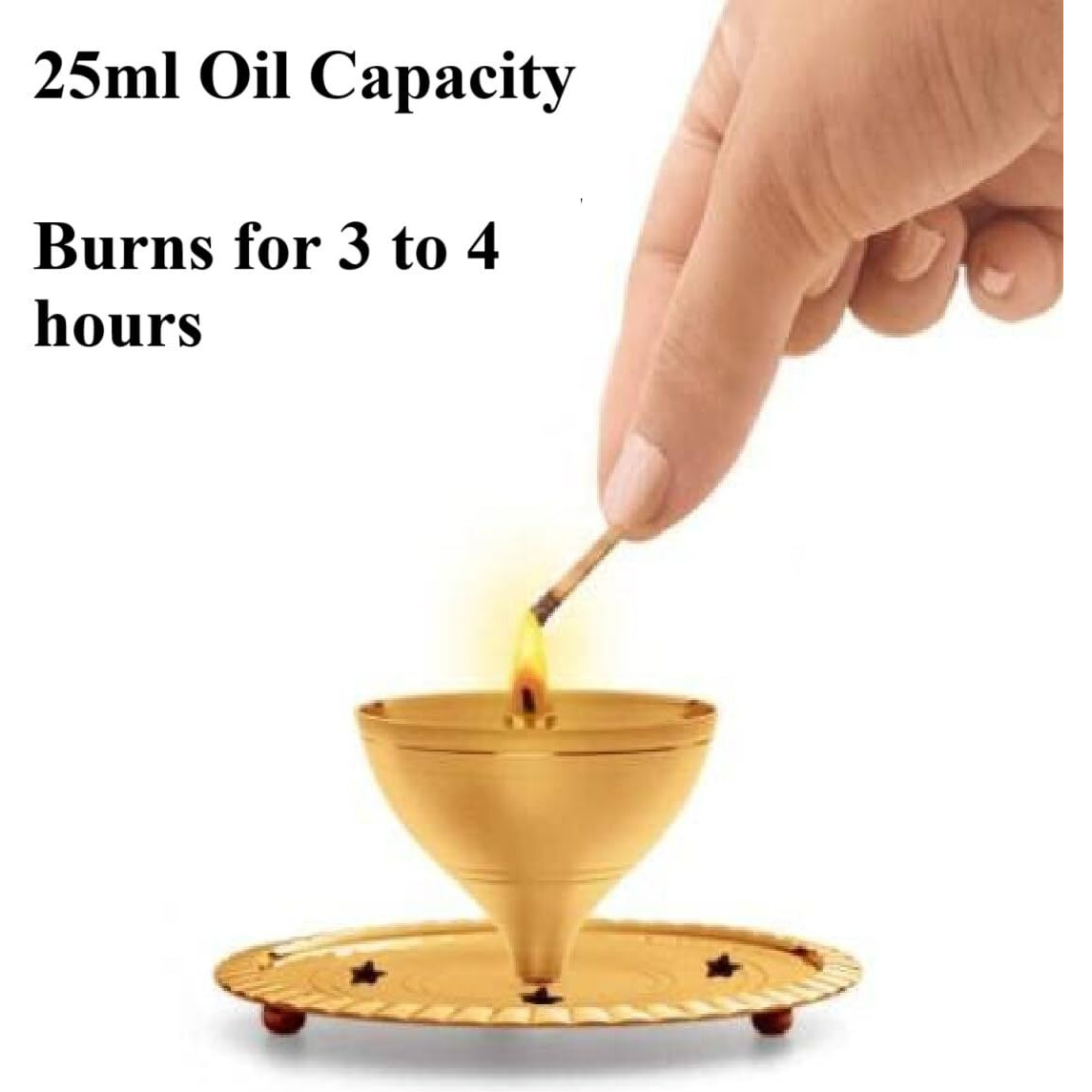 EIN SOF 5 inches Medium Gold Brass Akhand Diya with Borosilicate Glass Cover for Puja Aarti & Home Decoration - Oil & Camphor Lamp , Glass Tealight Candle Holder - Gold & White