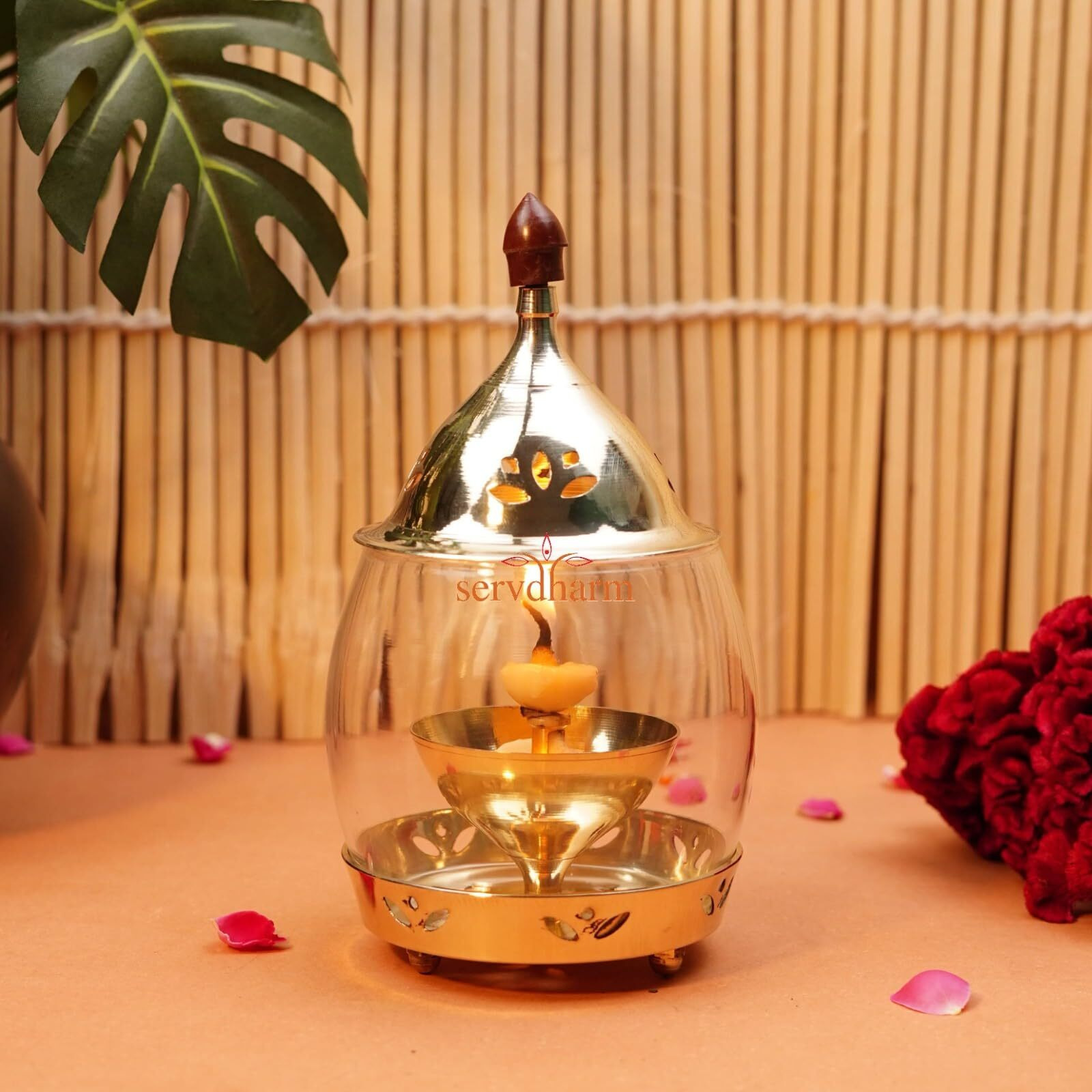 ServDharm Arpan Brass Akhand Diya Big Size (6.5 Inches 16.5 Cms)