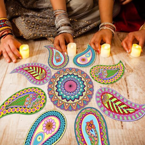 Ambiyaa PVC Vinyl Handmade Rangoli Self Adhesive Sticker (Diya)