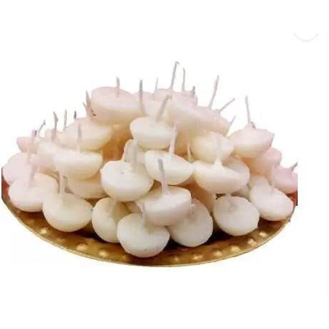 Om Phool Batti Cow Ghee Diya for Puja, 100 Pieces, Wax Free Vegan Ghee Batti/Wicks/Jyot for Puja Aarti, (Pack of 1, 100 pcs)