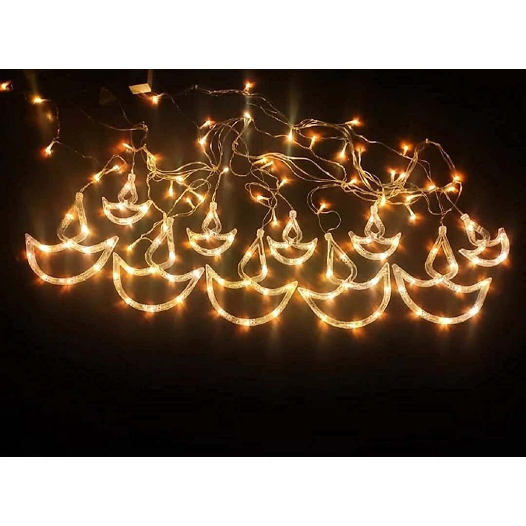 One94Store 12 LED Diya Diwali Light Curtain with 138 LEDs - Waterproof, 8 Flashing Modes, 2.5 Meter - Perfect for Diwali, Christmas, Wedding & Home Dcor