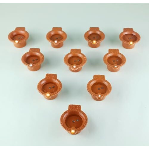 KIDSVIBE Water Sensor Electric LED Diyas | Flameless & Smokeless | Water Sensor LED Diwali Light Diya | Warm Ambient Lights for New Year,Festival,Christmas, Home Decoration. (Pack of 6)