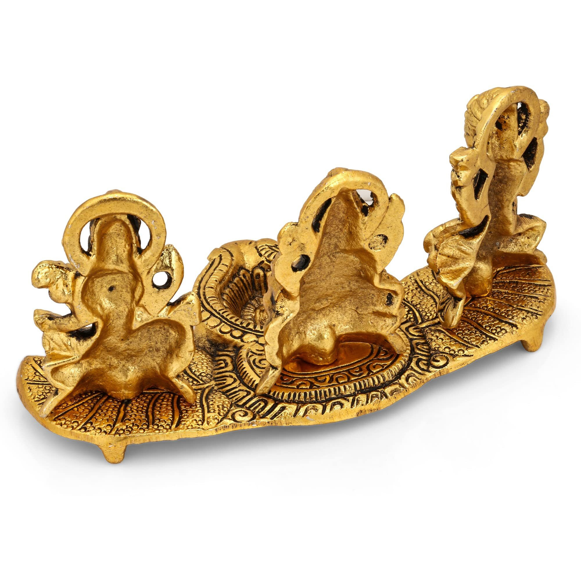 CraftVatika Diwali Gift Items Laxmi Ganesh Saraswati Metal Murti Idol with Diya Showpiece, Diwali Decoration Items for Home Decor, Diwali Gift for Family Friends and Corporate Office,Golden Pooja