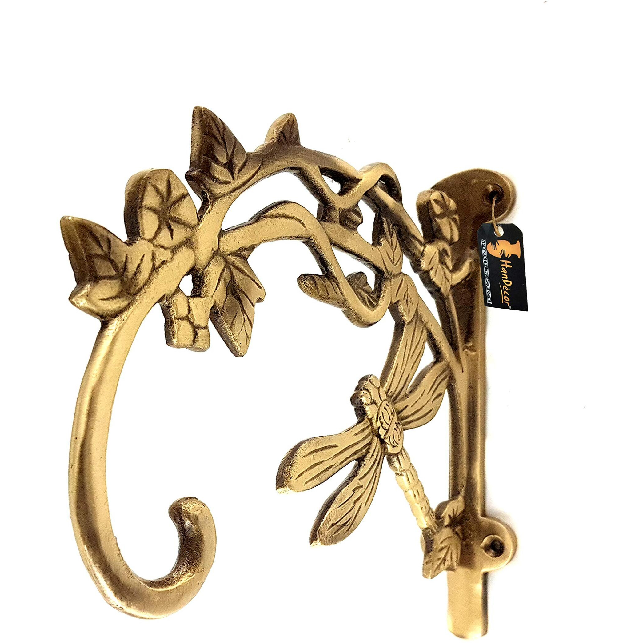 Two Moustaches Brass Dragon Fly Style Handmade Wall Lantern Diya Hanger - Antique Brown