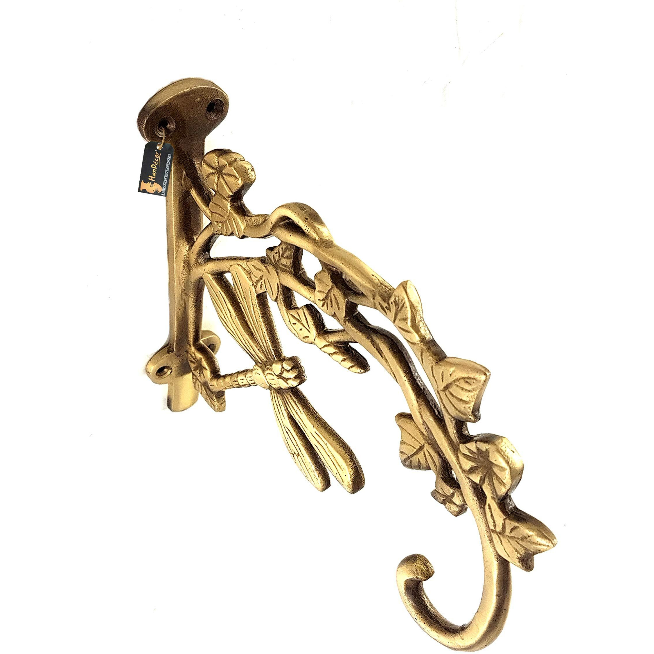 Two Moustaches Brass Dragon Fly Style Handmade Wall Lantern Diya Hanger - Antique Brown