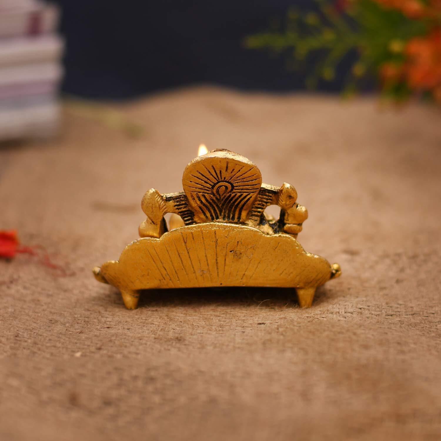 Collectible India Ganesh Diya Gift Metal Ganesha on Leaf Idol for Pooja | Gift Items for Home Decorative with Gift Box (5)