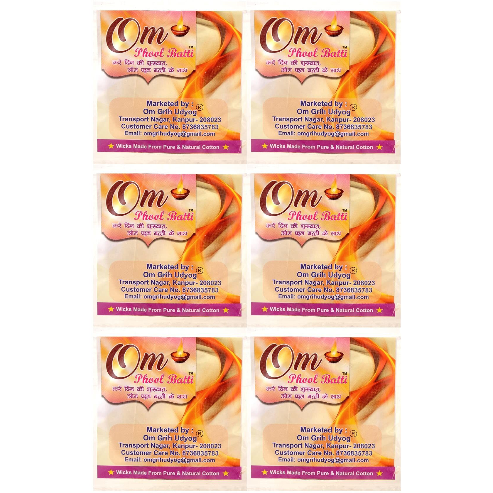 Om Phool Batti Twisted Cotton Long Wicks for Akhand Jyot, Diya Batti for Long Lasting Puja/Aarti, (Pack of 12, White)