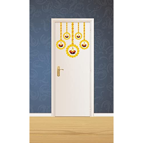 Hanging Multicolor Diya PVC Vinyl Multicolor Decorative Wall Sticker for Wall Decoration Wall Sticker