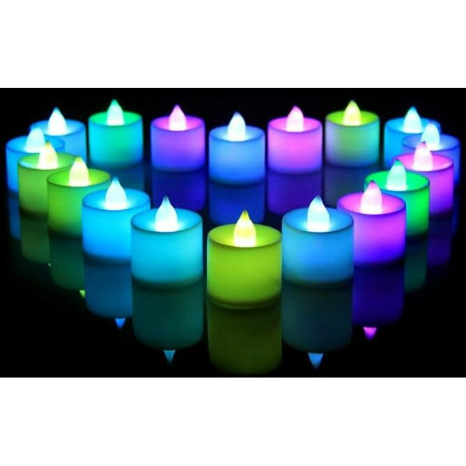 AuraDecor Flameless & Smokeless Led Tealight Candles Flickering Led Lights Diya Electric Tea Candles For Diwali, Festival, Home Decoration (Multicolor, Pack of 24)