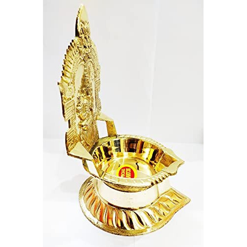 HARISH - Traditional and PURE BRASS MADE KANCHIPURAM KAMAKSHI DIYA / VILAKKU - 7 INCH HIGH For Daily pooja, Gift needs ( GOLD COLOR )