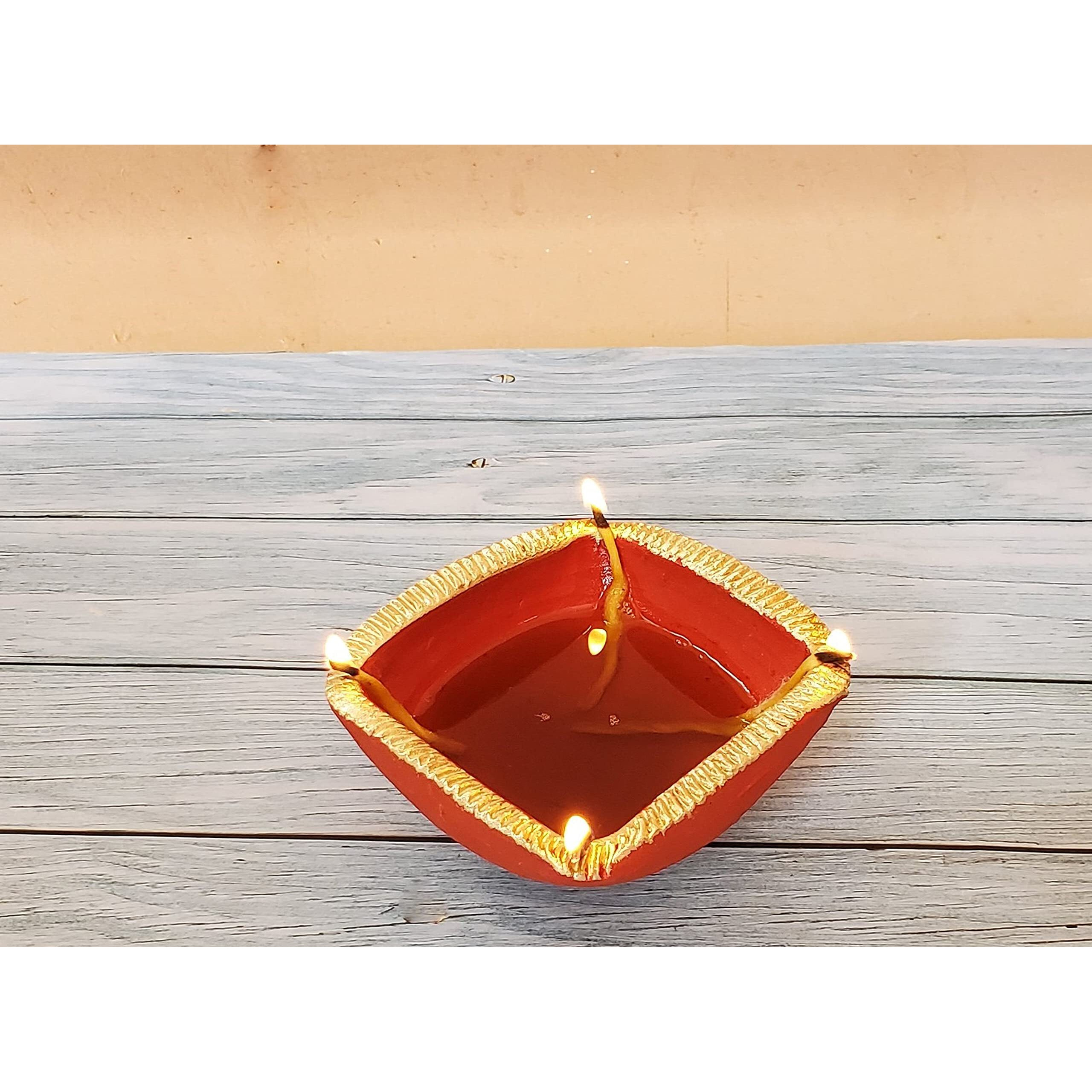 Pure Source India Terracotta, Diya, 1 Piece, Hand Painted ( 5 Inch / 200 ML)