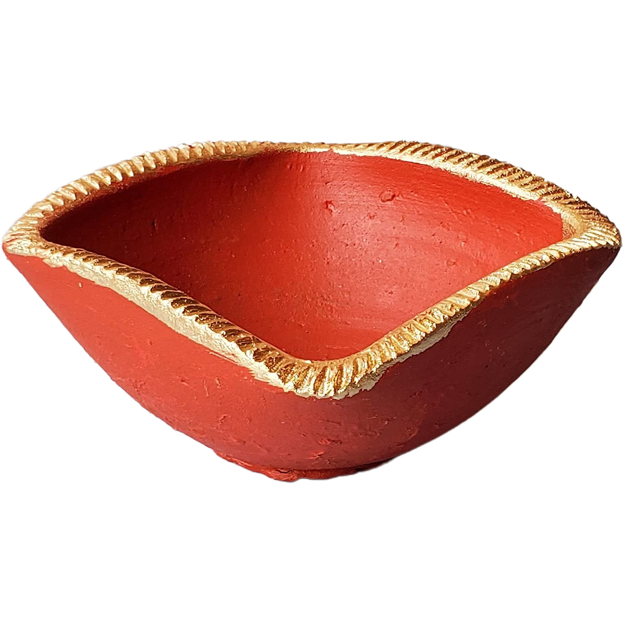 Pure Source India Terracotta, Diya, 1 Piece, Hand Painted ( 5 Inch / 200 ML)