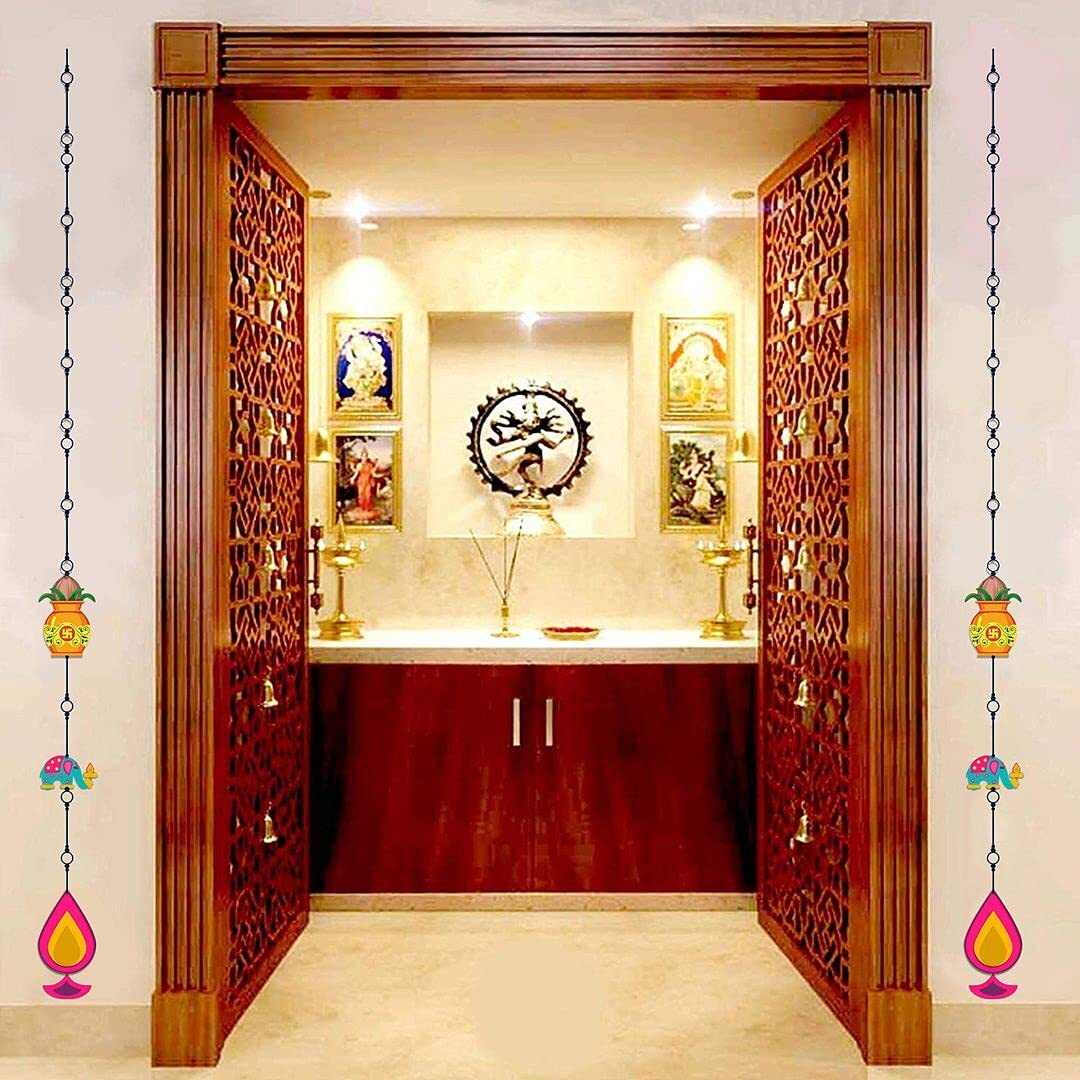 CVANU Beautiful Kalash and Diya Printed Wall Hanging Sticker to Increase The Charm of Your Wall On Any Pooja Occasion(Pack of 8) Size 90cmx60cm