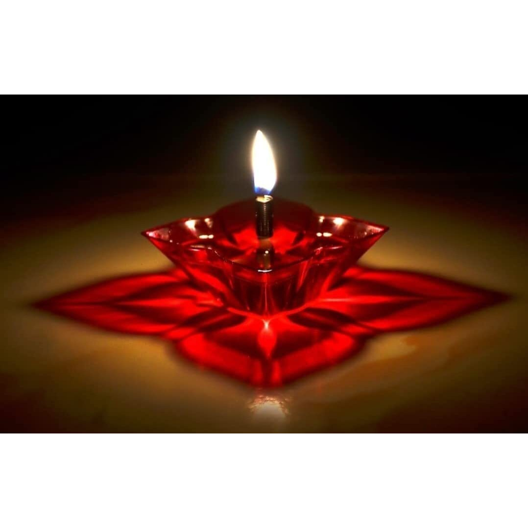 LNT Designer Transparent Diya Deepak 3D Reflection Oil Diye for Decoration Indoor Outdoor Flower Shape Shadow Floating Diya Deepawali Oil Lamps for Pooja Puja (24)