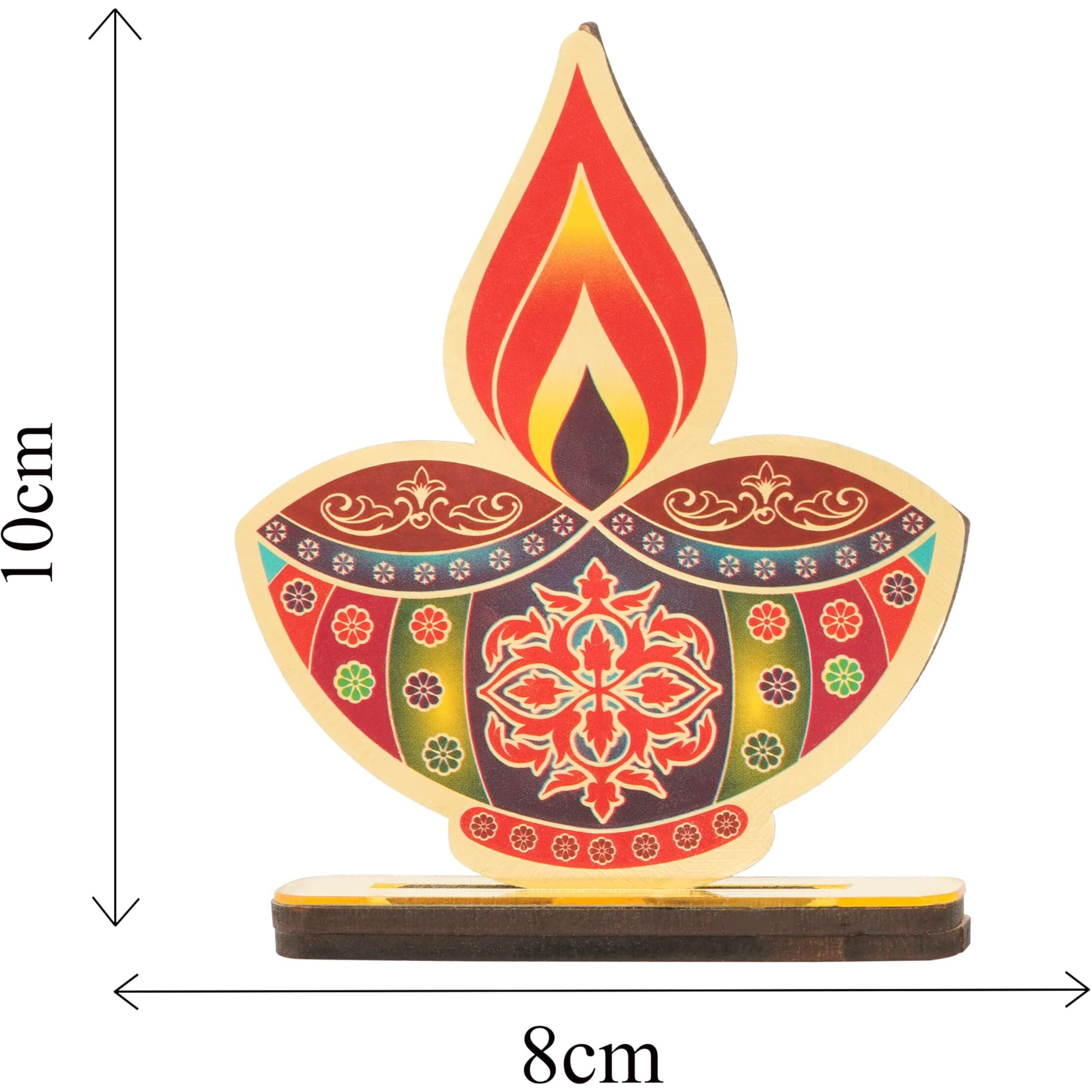 PD Craftozone Decorative Diwali Diya Cutouts for Temple and Table | Festival Home Decor for Pooja Stand, Home and Kitchen Temple and Festival Celebration | Golden (Diya)