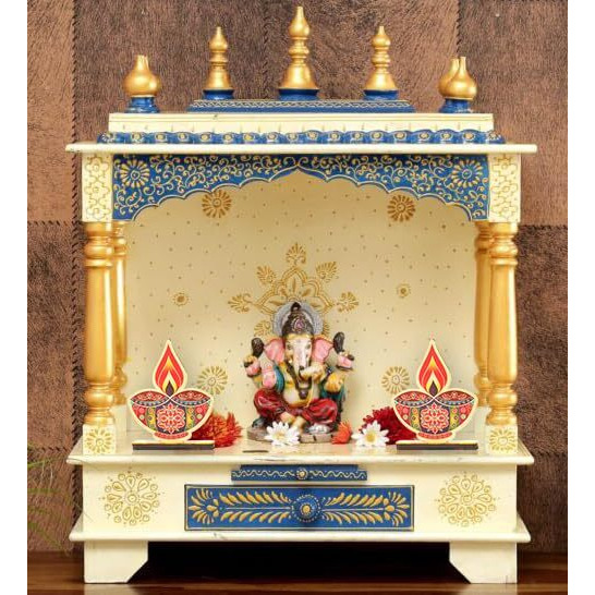 PD Craftozone Decorative Diwali Diya Cutouts for Temple and Table | Festival Home Decor for Pooja Stand, Home and Kitchen Temple and Festival Celebration | Golden (Diya)