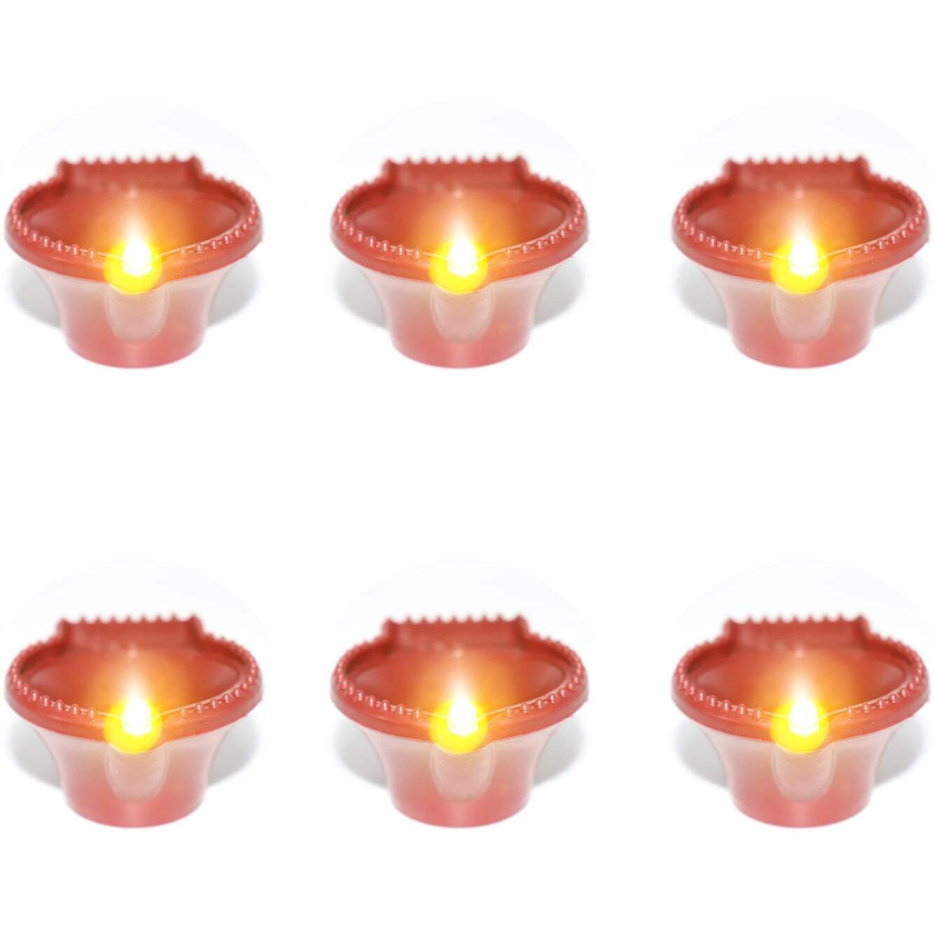 S2S Plastic Battery Powered LED Light Diya Pack of 6