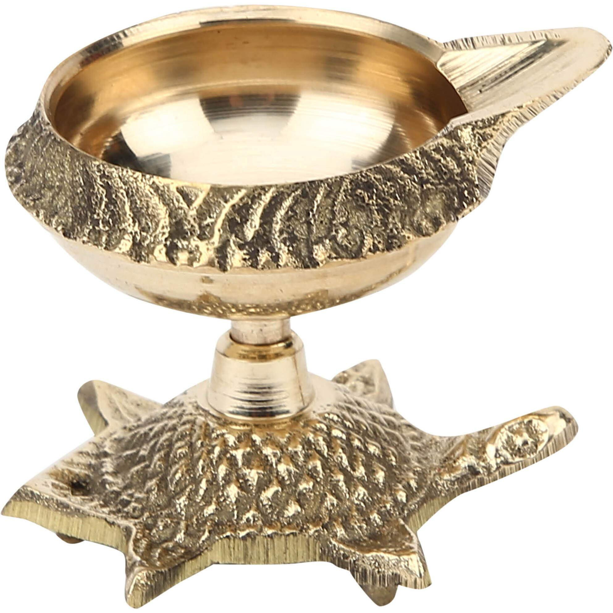 TIED RIBBONS Set of 4 Brass Diya for Puja Room Oil Lamp - Decoration Items for Home Decor (7.6 Cm X 5 Cm, Brass) - Diyas