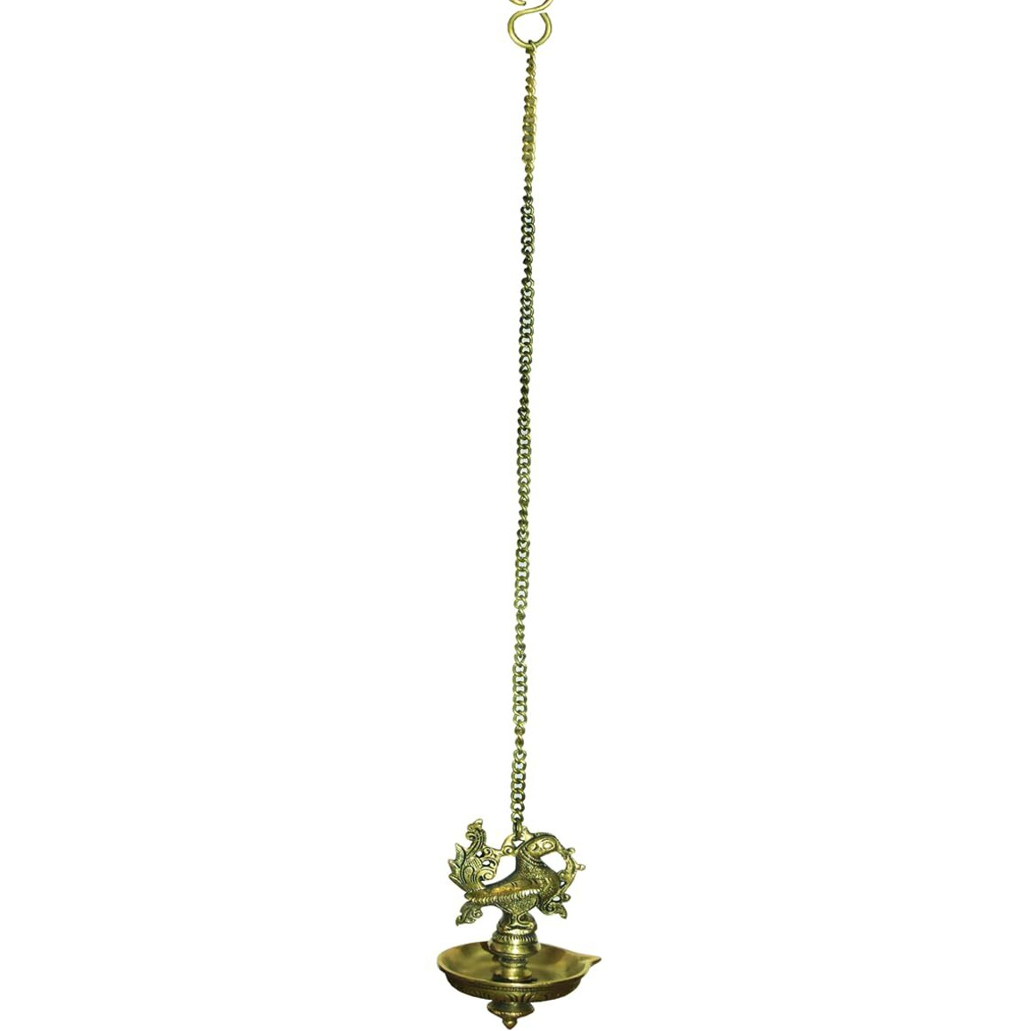 Vyomika Decor Brass Wall Hanging Peacock Diya|Wall hanging Diya |Peacock hanging Diya|Home Temple Hanging Diya|Size 3.5 X 5.5 X3.5 Inches