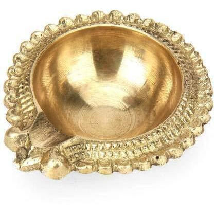 Fashion Bizz Gold Brass Kuber on Stand Diyas Table Diya Set -Pack of 8