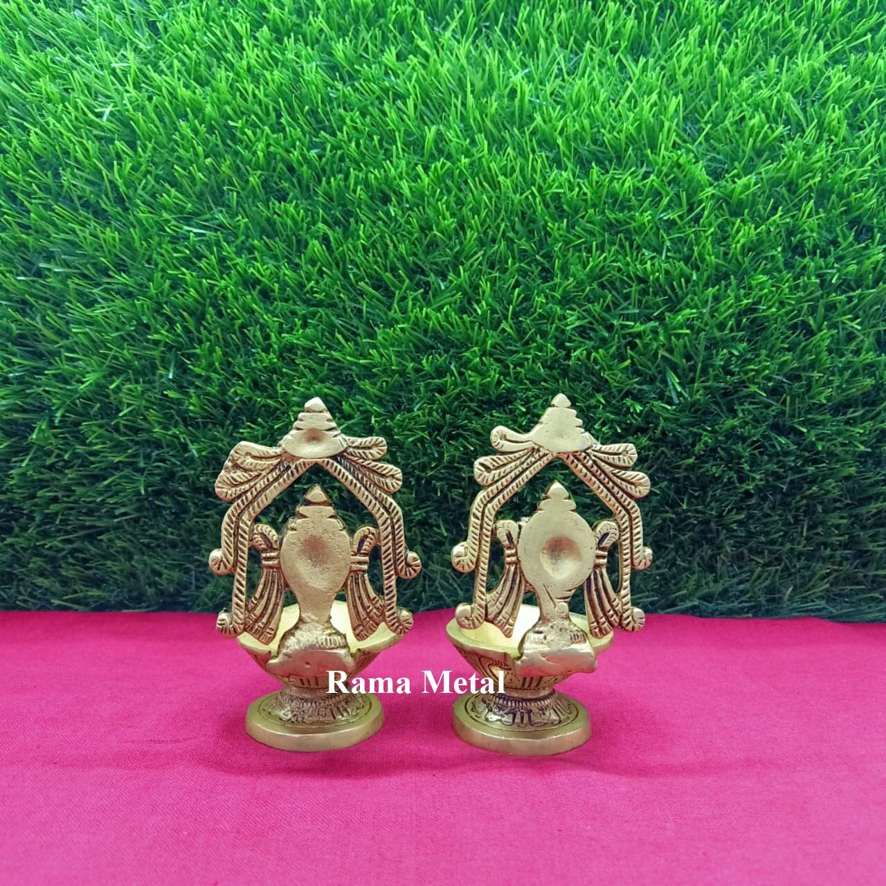 RAMA METAL Brass SANKH Chakra NAMAM Diya | DEEPALU
