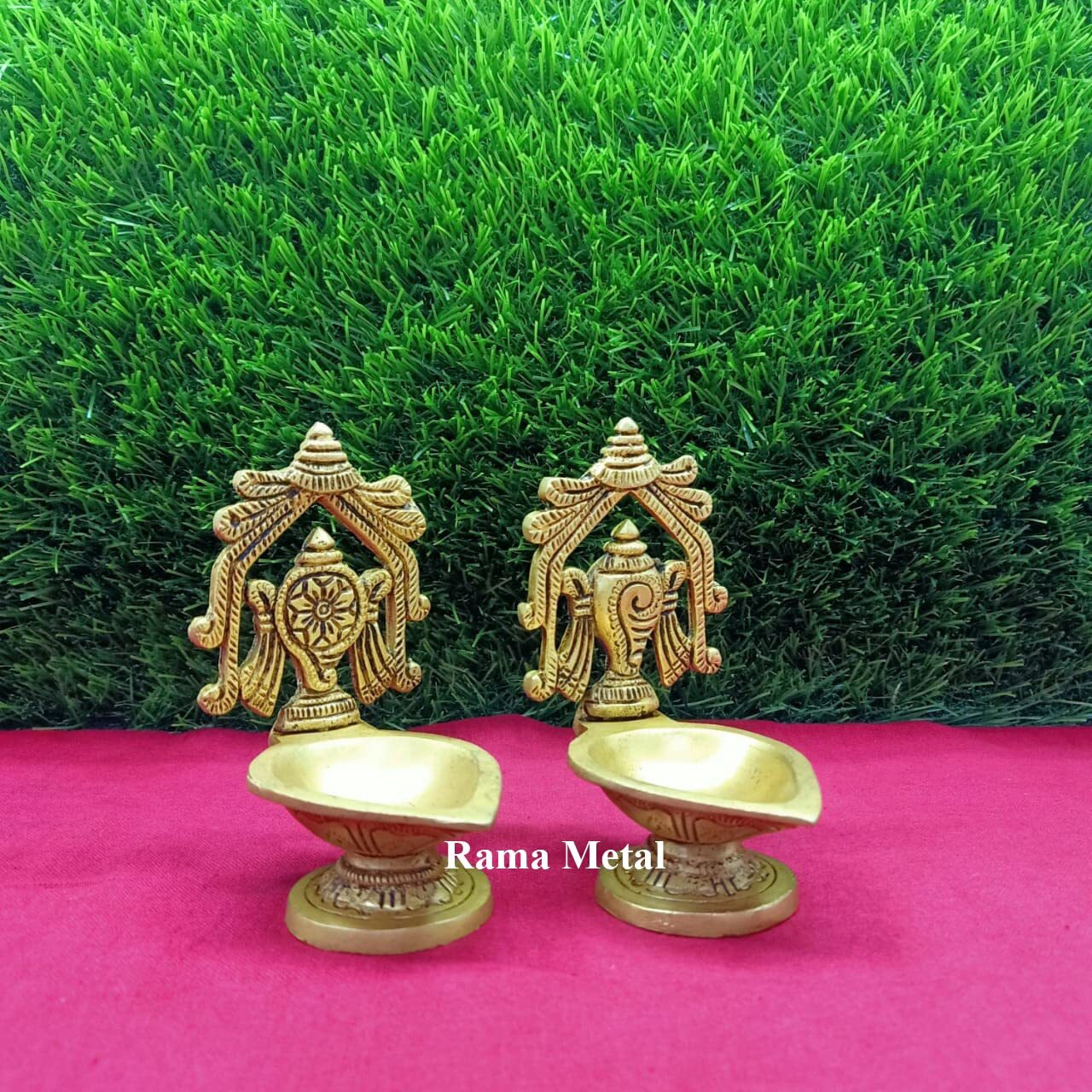 RAMA METAL Brass SANKH Chakra NAMAM Diya | DEEPALU