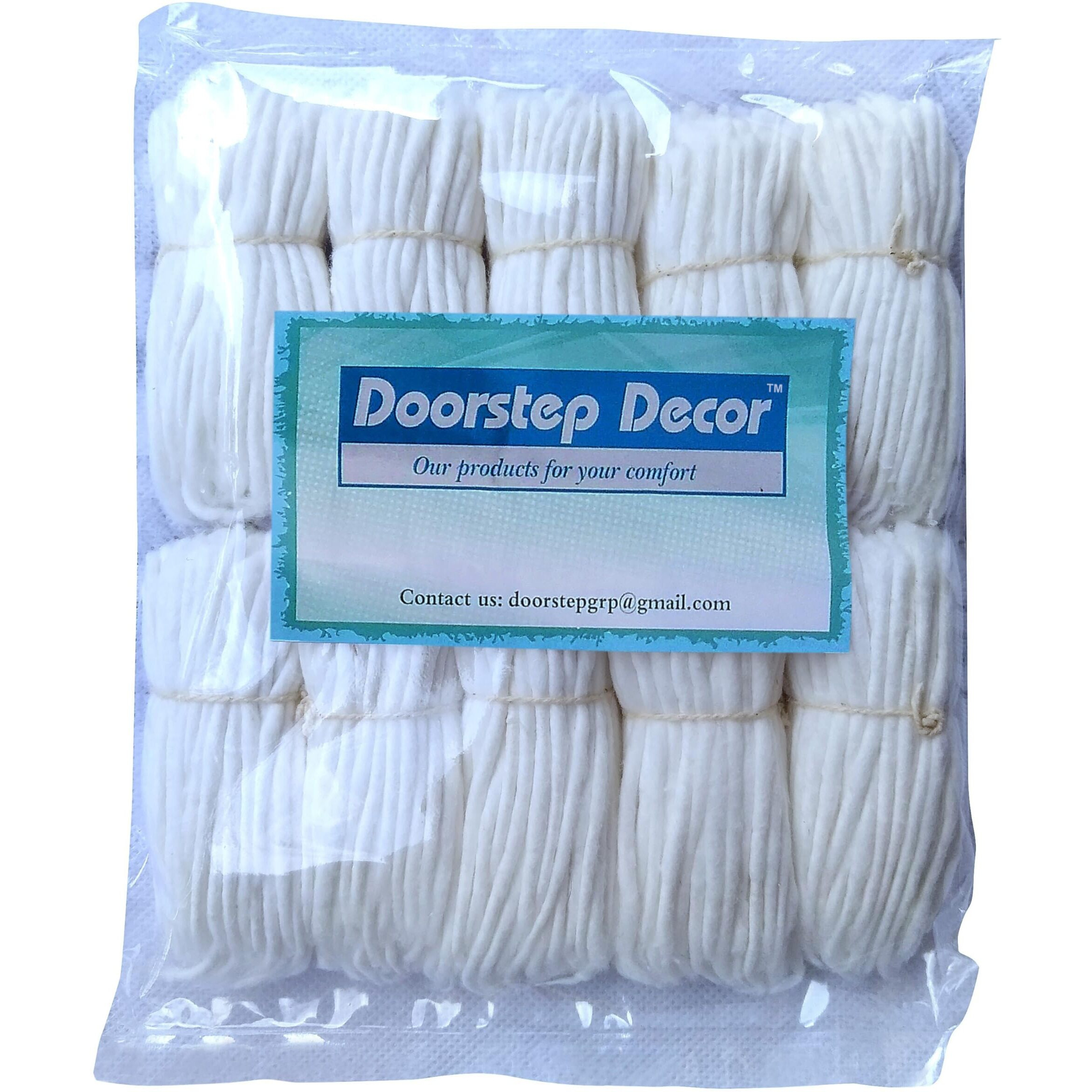 Door Step Decor Doorstep Decor Pack Of 1000 Pieces Long Cotton Wicks/Diya Batti For Pooja. Colour - White, Length - 3.5 Inches