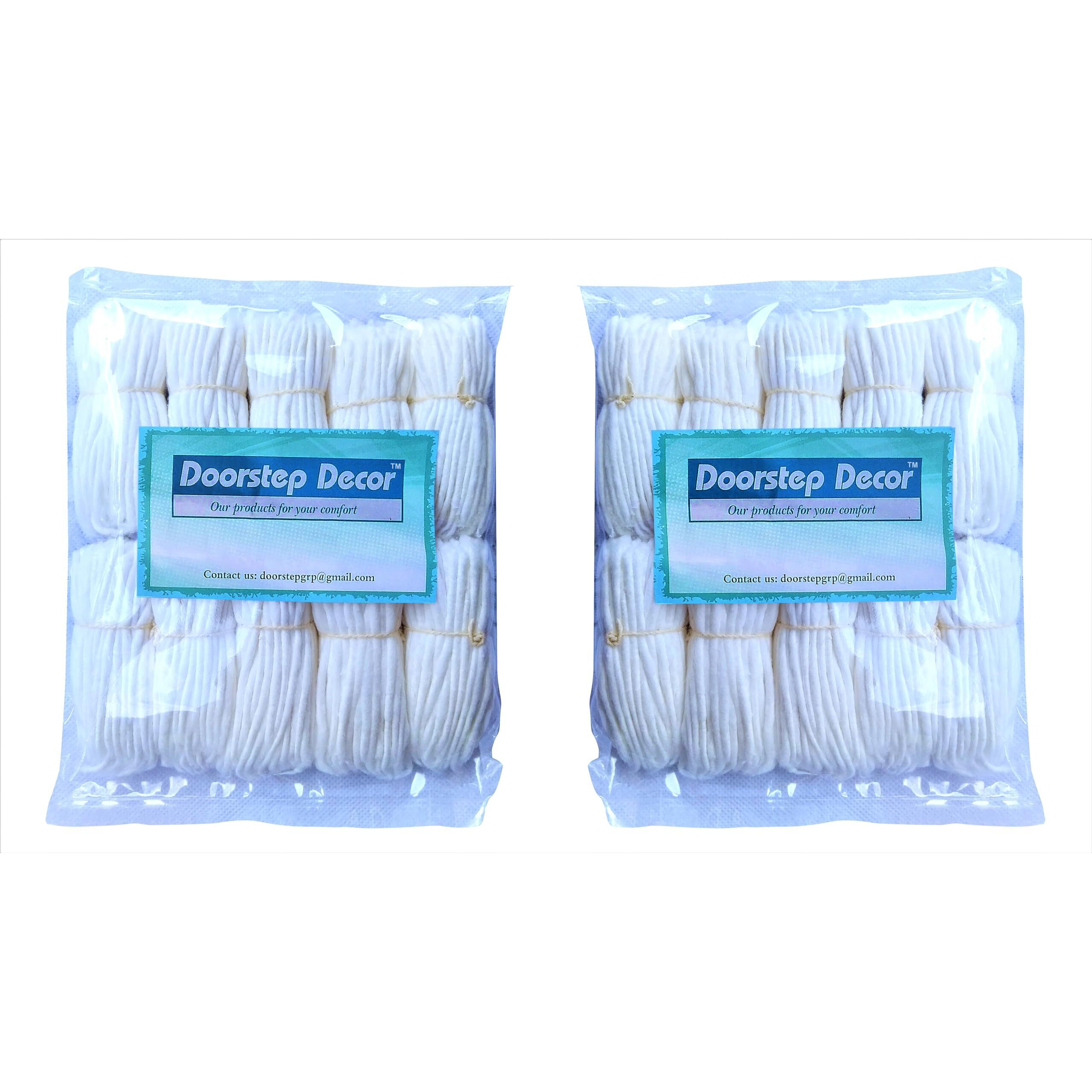 Door Step Decor Doorstep Decor Pack Of 1000 Pieces Long Cotton Wicks/Diya Batti For Pooja. Colour - White, Length - 3.5 Inches