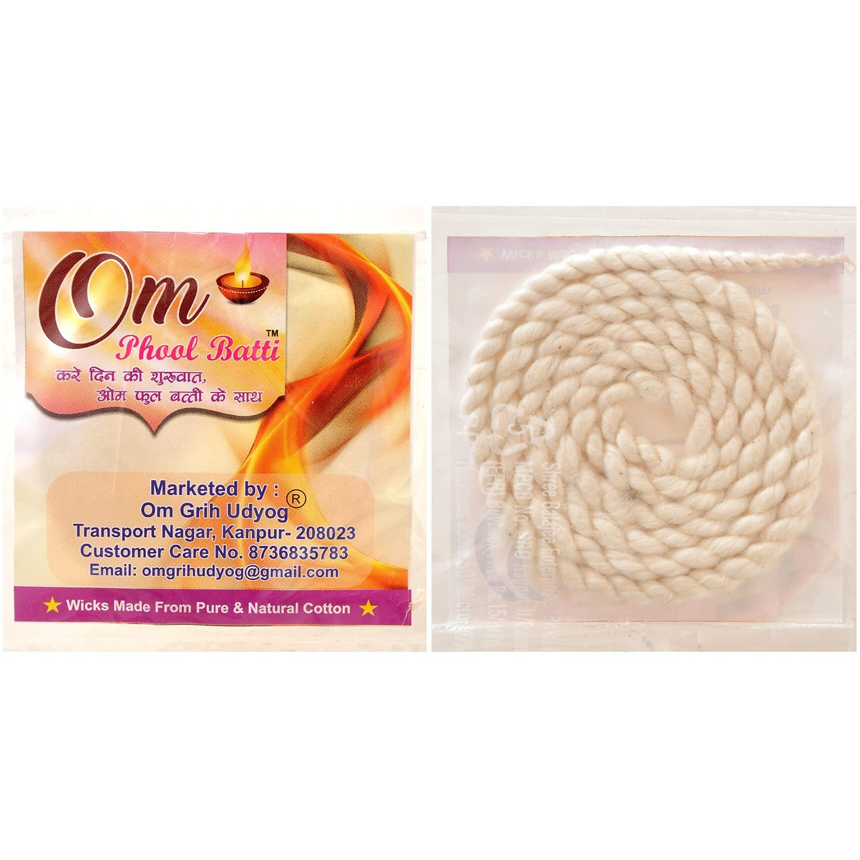 Om Phool Batti Twisted Cotton Long Wicks for Akhand Jyot, Diya Batti for Long Lasting Puja/Aarti, Combo of 3, (Pack of 36, Multi-Color)