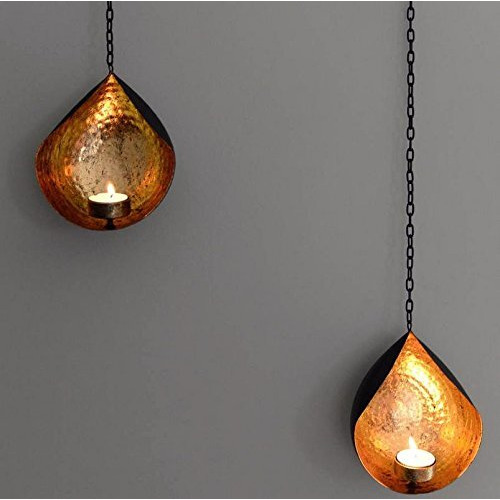 Collectible India Set of 2 Metal Wall Sconces Tealight Candle Holders -Diwali Decorations Items for Home Decor and Diwali Gifts-Wall Hanging Gift Candle -Tea Light Holder