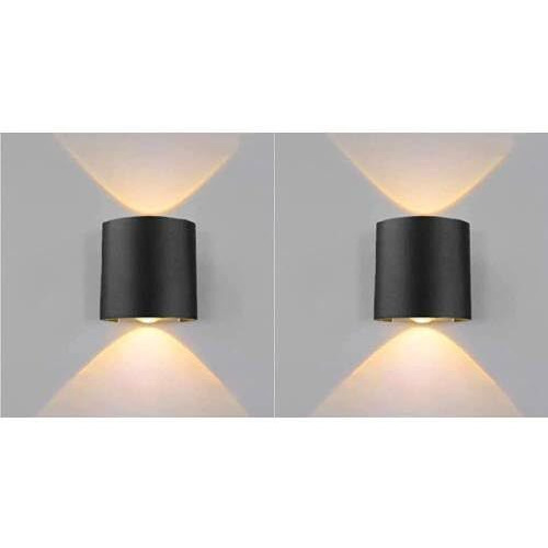 ESS EMM Wall Lights - 2W IP65 Waterproof Wall Lamp 2 Way Exterior Wall Light for Decor| Up Down Light for Balcony | Outdoor Wall Lights for Elevation,Garden & Patio Lights -(Warm White)-Pack of 2