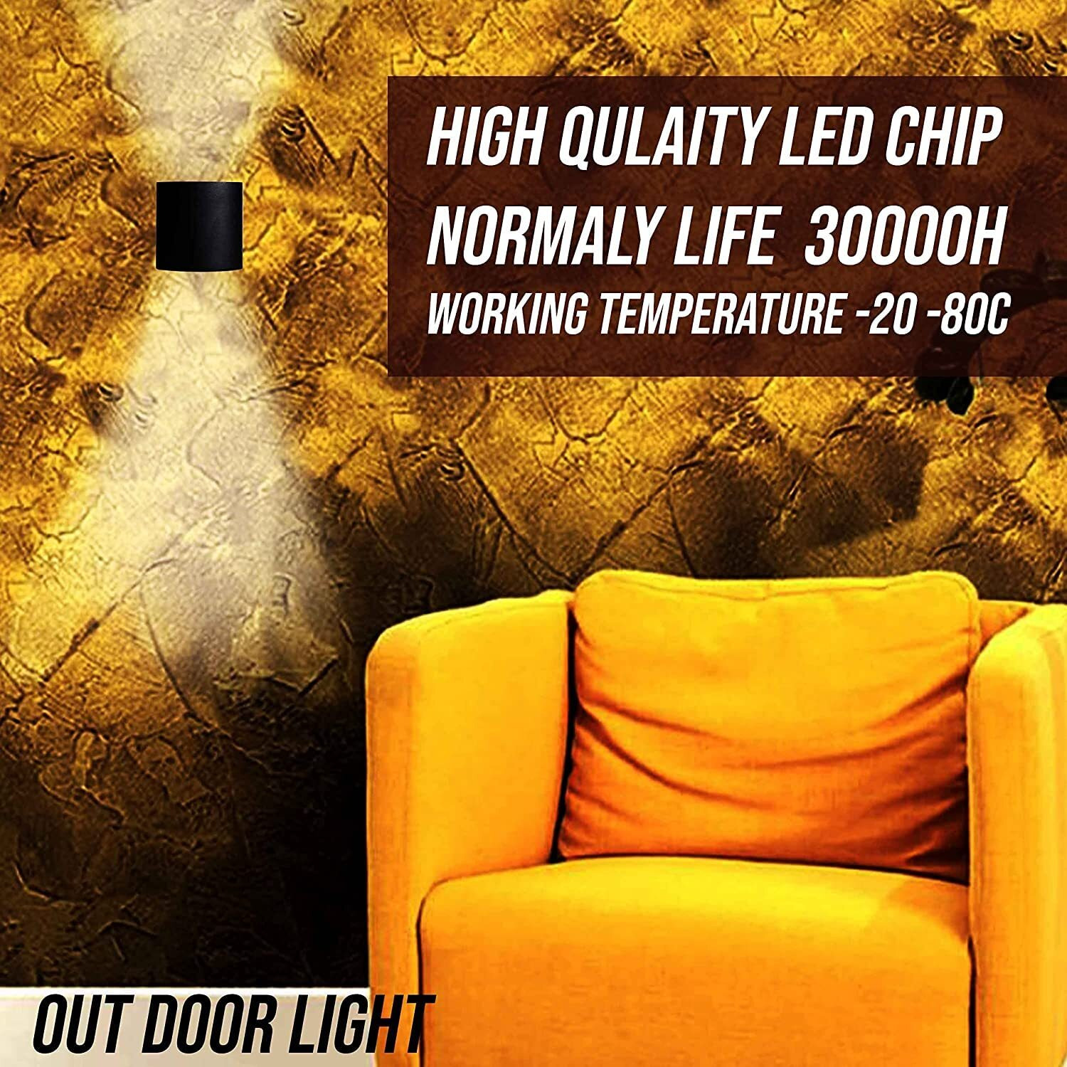 ESS EMM Wall Lights - 2W IP65 Waterproof Wall Lamp 2 Way Exterior Wall Light for Decor| Up Down Light for Balcony | Outdoor Wall Lights for Elevation,Garden & Patio Lights -(Warm White)-Pack of 2