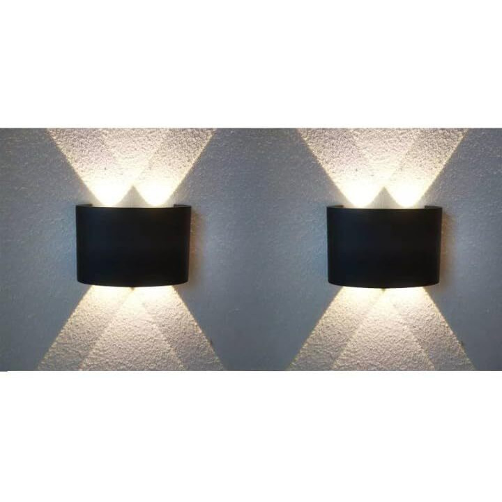 ESS EMM Wall Lights - 4W IP65 Waterproof Wall Lamp 2 Way Exterior Wall Light for Decor | Up Down Light for Balcony | Outdoor Wall Lights for Elevation,Garden & Patio Lights -(Warm White)-Pack of 2